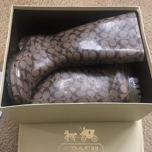 Coach beige rain boots size 8